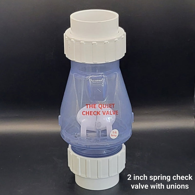 PVC Spring Clear Check Valve with Unions - 2inch