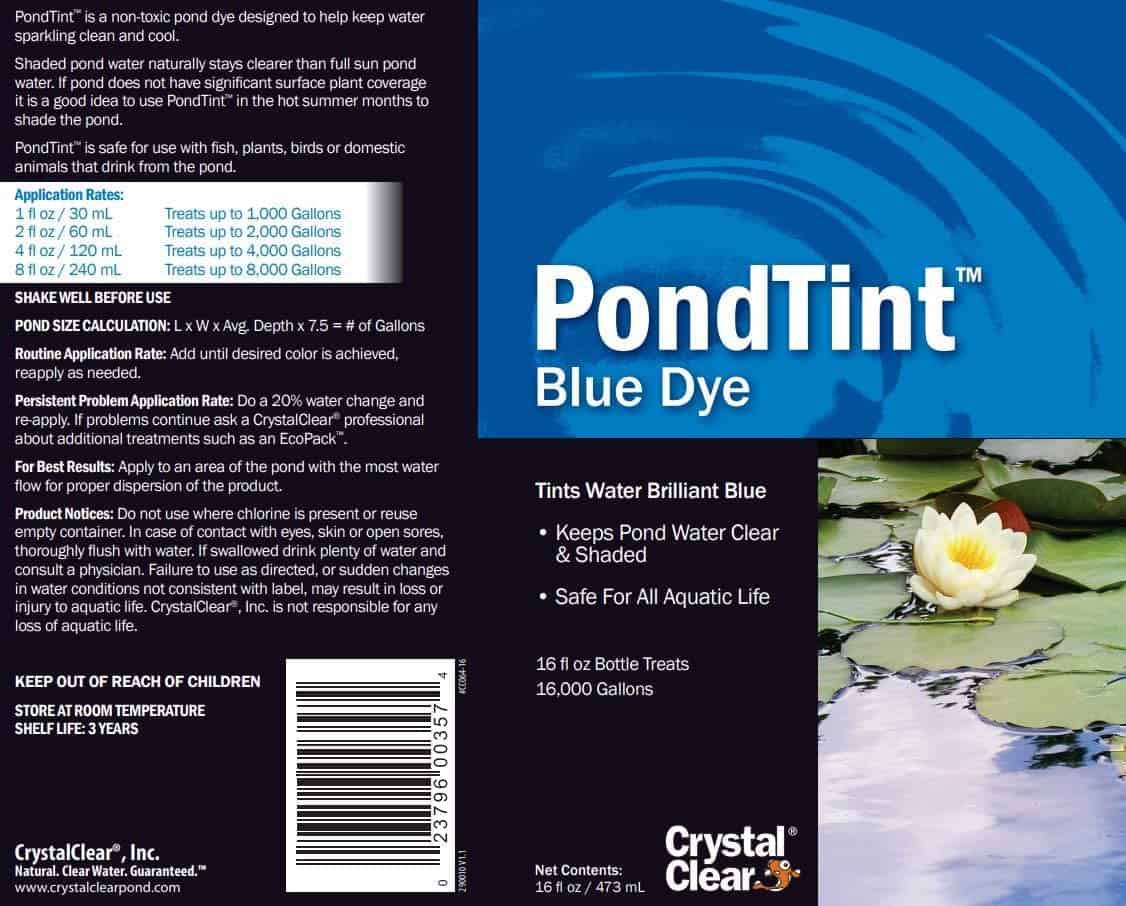 Crystal Clear PondTint Blue Dye 16oz