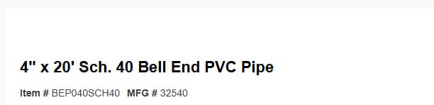 10 Foot Hard PVC Pipe